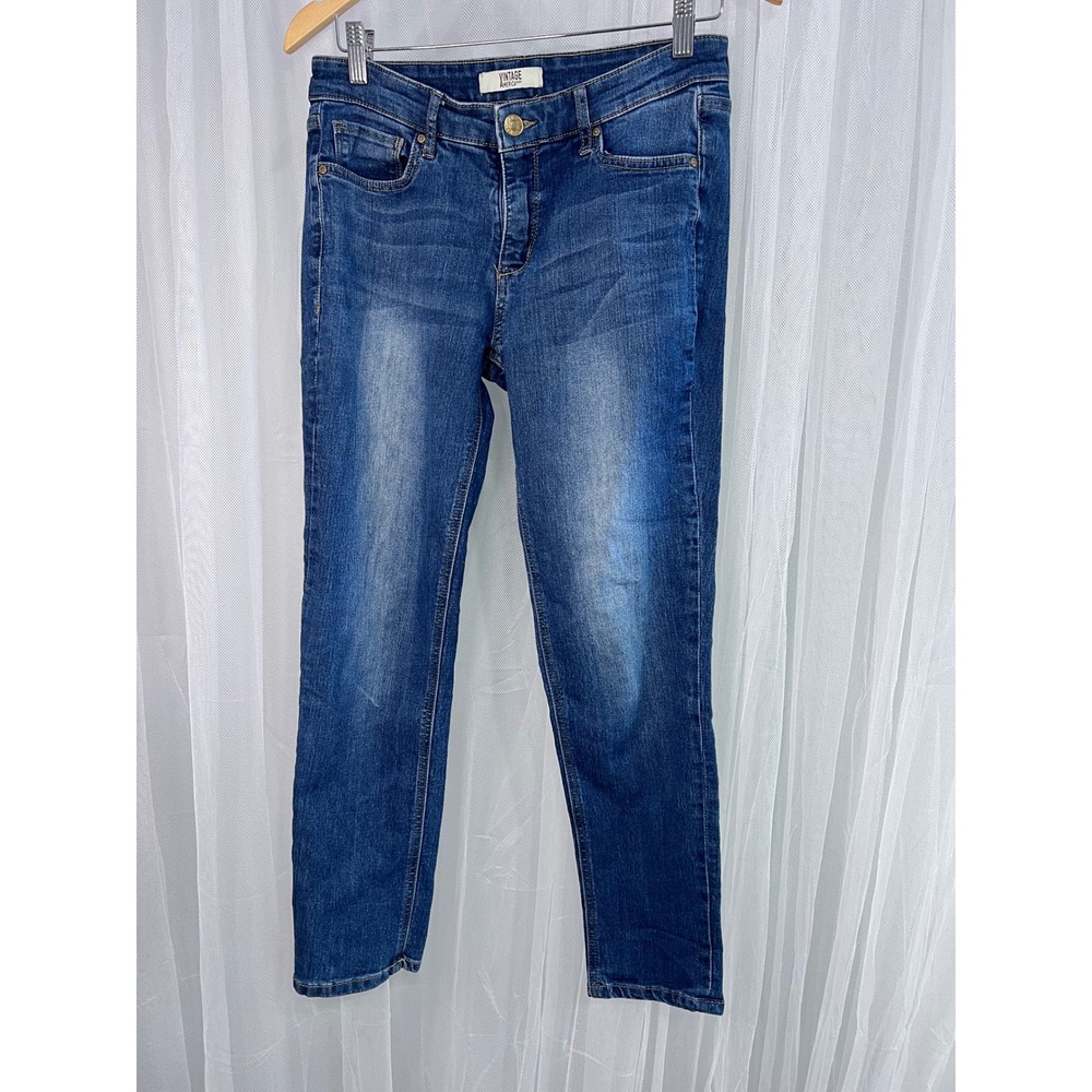 Vintage America Blues Women Slim Leg Jeans Dark Wash Mid Rise Size 6 28 Blue